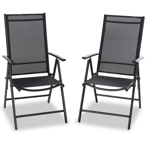 ALBA Chaise pliante confort Diva- Dossier maille résille, assise tissu Noir  - Pieds chromés (Lot de 2) - Chaises