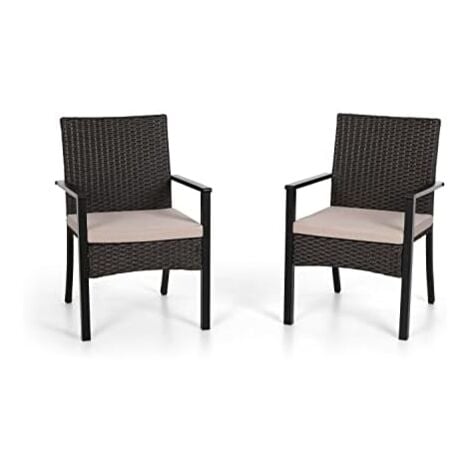 PHIVILLA Garden Dining Chairs 2,Outdoor Rattan Wicker Chairs with Removable Cushion for Patio, Garden, Porch, Balcony