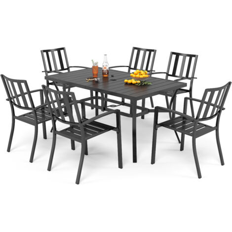 PHIVILLA Garden Furniture Garden Table and Chairs Set of 6 Patio Outdoor Garden Furniture Sets Metal Outdoor Bistro Garden Table and Chairs Set Weather-resistant