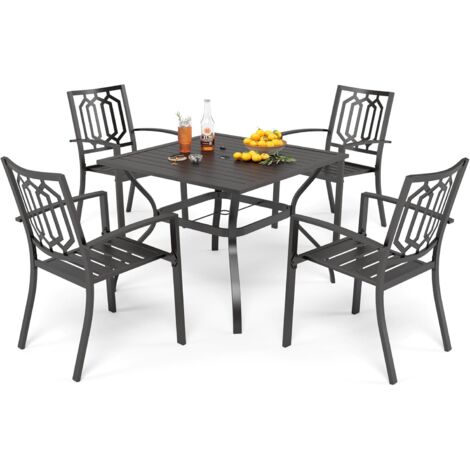 PHIVILLA Garden Table and Chairs Set of 7 Patio Table Chairs Metal Outdoor Bistro Garden Furniture Sets Weather-resistant
