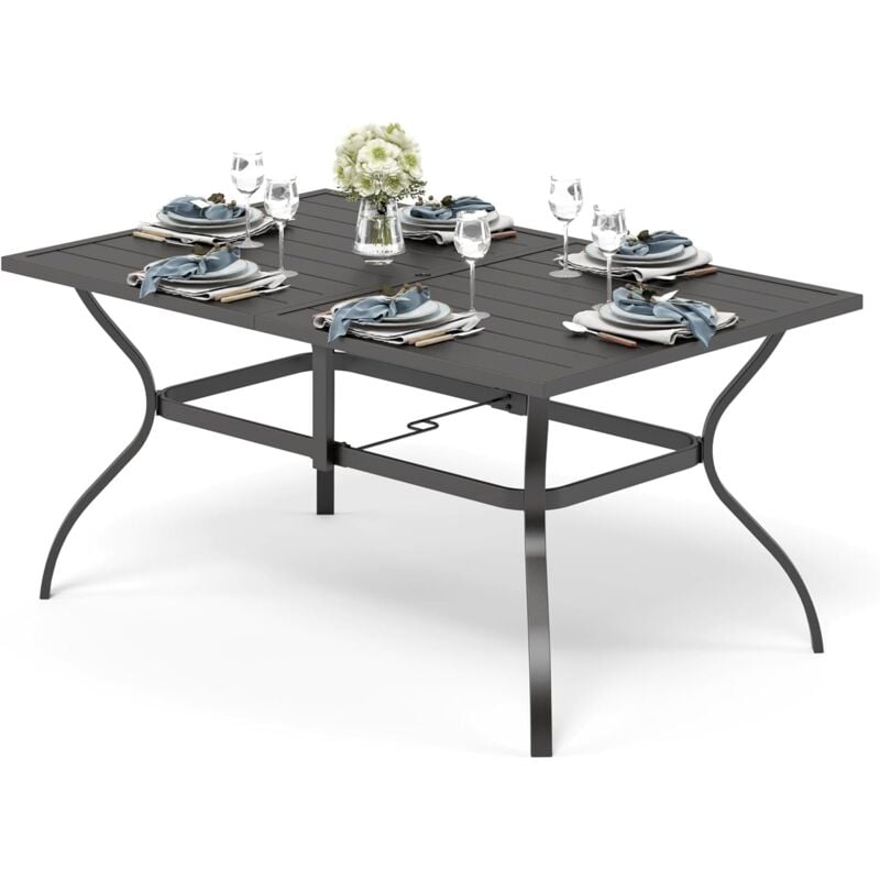 Phivilla - Table de jardin en métal noir 94D x 153W x 72H Tabourets de bar à hauteur de comptoir avec repose-piedsCuisine, salle à manger, chaise de