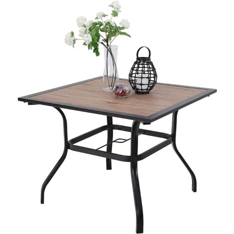 PHIVILLA Garden Table Metal Brown 94D x 94W x 72H Breakfast Bar Chair of Pu Leather Backless, Kitchen Dining Cafe Chair