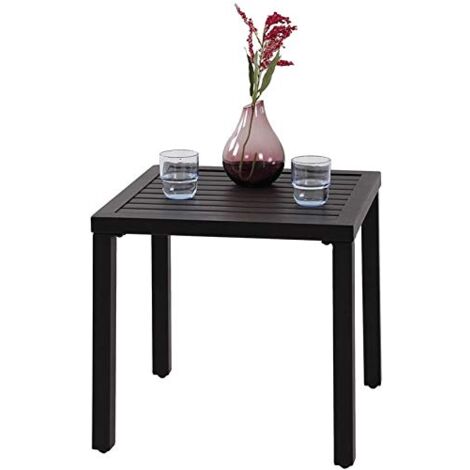Yaheetech Petite Table D'Appoint Extérieur PEHD 45x35,5x45 Cm Blanc - Texture Bois, Résistante Aux Intempéries