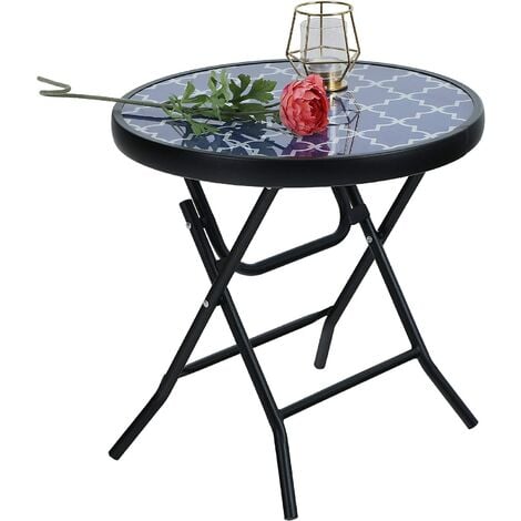 Outsunny Table de parasol plateau à table ronde 60 cm avec trou pour  parasol pour plage, terrasse, jardin, piscine noir