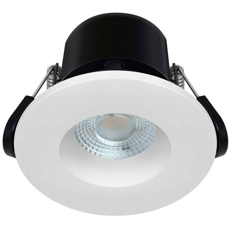 Fire Rated Downlight 6.7W Dimmable Firesafe Eco IP65 (50W Equivalent) 3000K Warm White 60° or Brushed Nickel 540lm - Phoebe Led