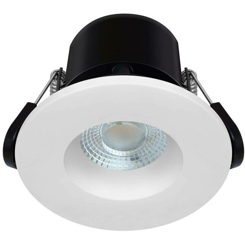 Fire Rated Downlight 6.7W Dimmable Firesafe Eco IP65 (50W Equivalent) 4000K Cool White 60° or Brushed Nickel 560lm - Phoebe Led