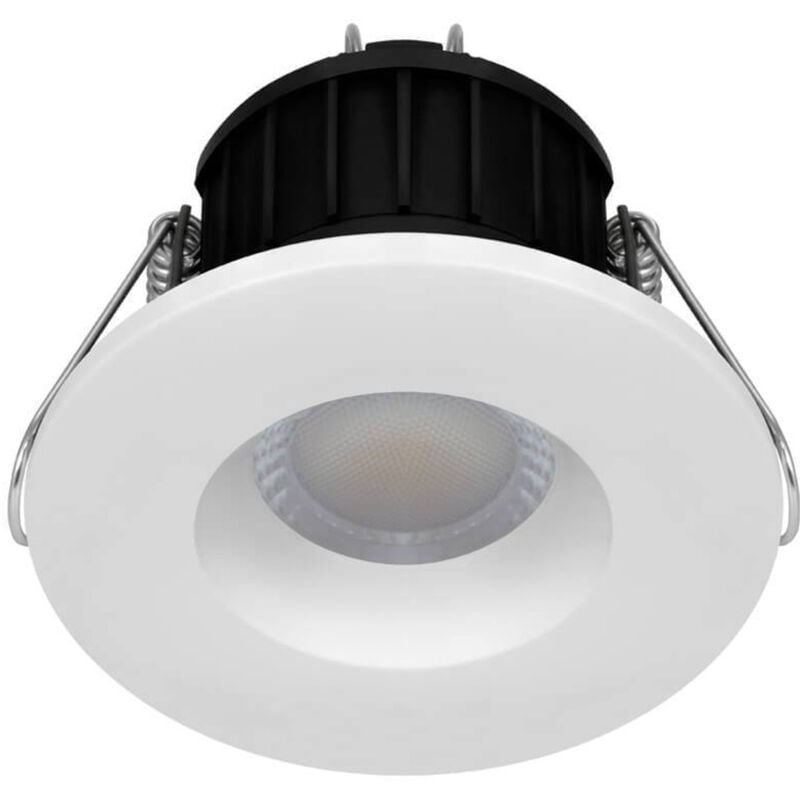 Fire Rated Downlight 8.5W Dimmable Firesafe IP65 (50W Equivalent) 3000K and 4000K 6000K Tri-Colour CCT 60° White Brushed Nickel 700lm - Phoebe Led