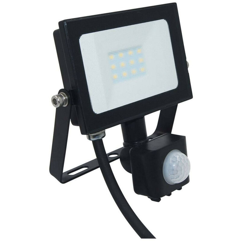 Floodlight 10W Atlas-Mini PIR Sensor IP65 (60W Equivalent) 4000K Cool White Black 750lm Floodlights Security Motion External Outdoor Auto