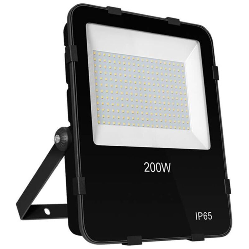 Phoebe LED Floodlight 200W Atlas 4000K Cool White 110° Black Powder Coat 20200lm Floodlights Security External Outdoor High Powered Brightest Car