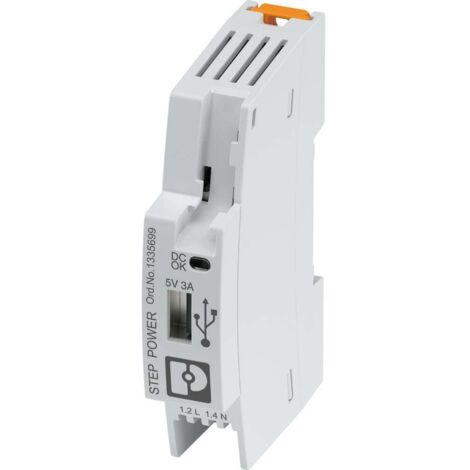 Phoenix – Alimentation rail DIN 3 A 15 W – Tension d'entrée 115/230 V AC – Tension de sortie 5 V DC – Montage sur rail ou surface plane