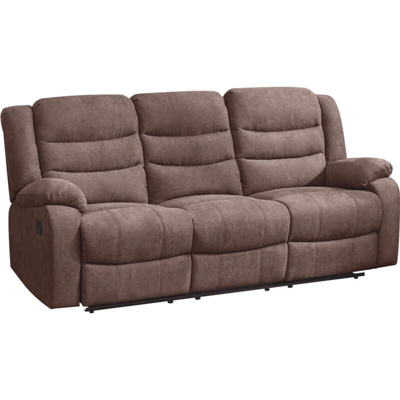 Altobuy - phoenix - Canapé Relax Manuel 3 Places Tissu Marron