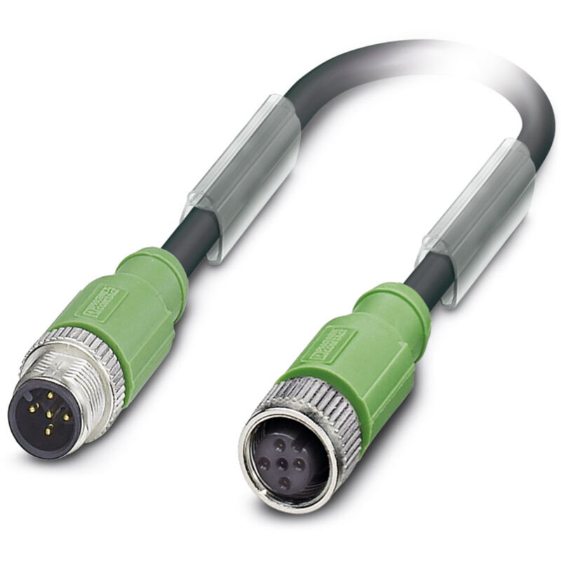 Phoenix Contact Schwarz 1500907 Sensor-/Aktor-Steckverbinder, Konfektioniert M12 Stecker, Gerade, Buchse, Ge