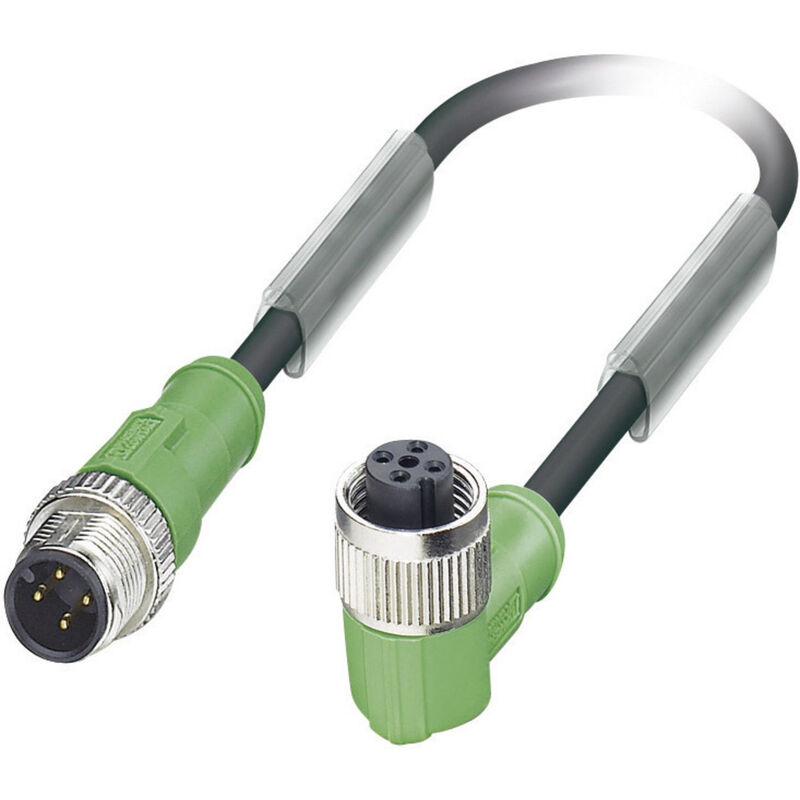 Phoenix Contact Schwarz - 1668506 Sensor-/Aktor-Steckverbinder, Konfektioniert M12 Stecker, Gerade, Buchse, Ge