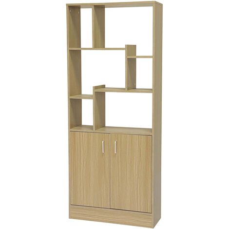 EASYCOMFORT Mobiletto Colonna Libreria da Parete con Mensole in Legno,  Marrone, 21x20x175cm