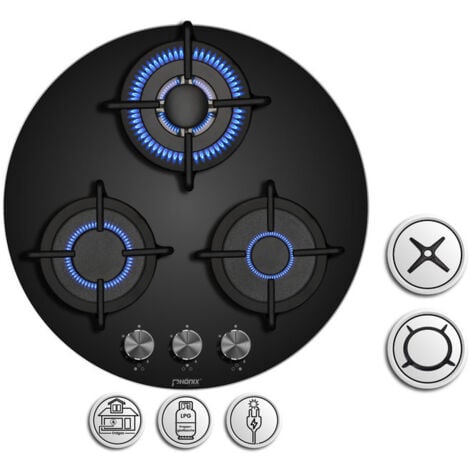 PHÖNIX GERMANY Phönix PG-603RT Gaskochfeld 3 flammig rund Gaskocher WOK Propan /H-Gas