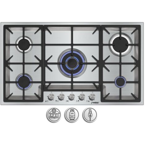 Phönix PS-905FL flächenbündiges Gaskochfeld 5 flammig Edelstahl 90cm
