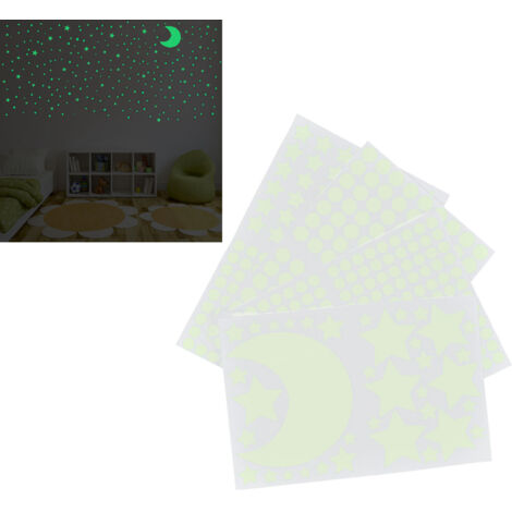 Phosphoreszierende Mond- und Sternen-Wandaufkleber, 4 Stück (31 x 21 cm) – Sanfte und leuchtende Atmosphäre für Schlafzimmer und Küche