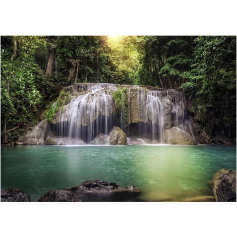 Photo murale cascade dans une forêt 360x254 cm, 4 lés