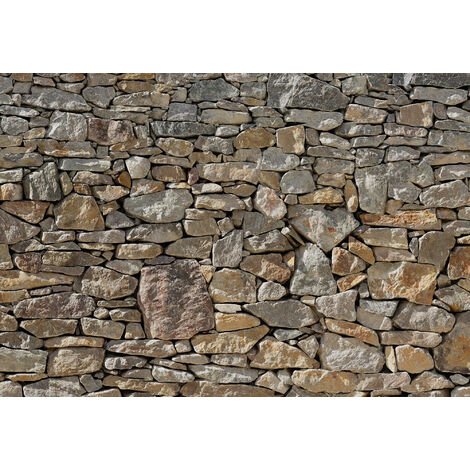 Photo murale de Komar - Stone Wall - Taille: 368 x 254 cm - gris/brun