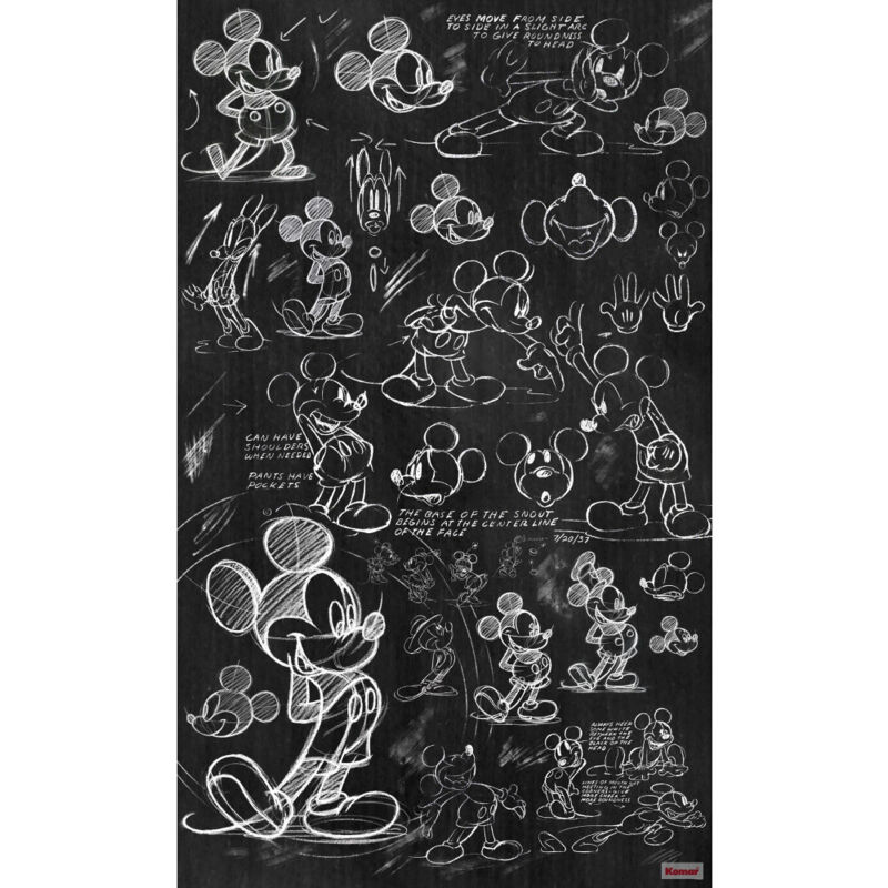 Komar - Poster intissé tableau à la craie Mickey Disney 120x200cm