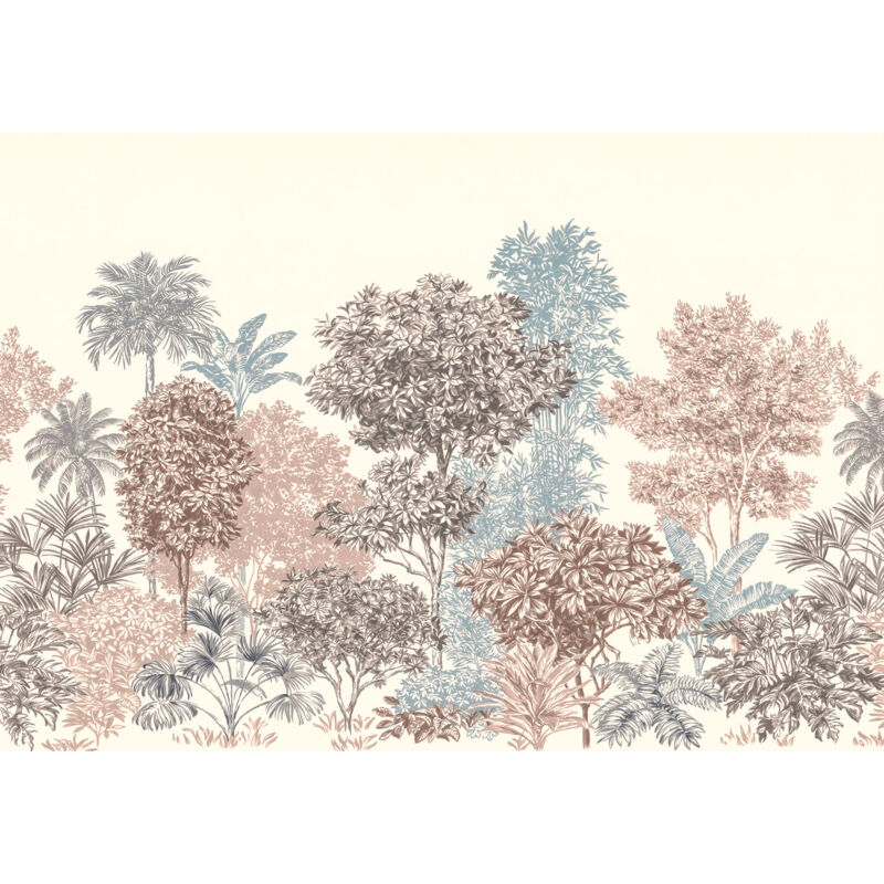 Komar - papier peint panoramique des arbres vieux rose et bleu gris - Sanders & Sanders