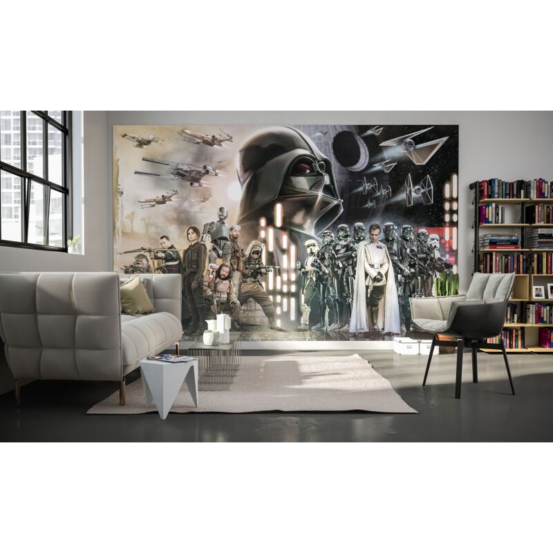 Papier Peint intissé panoramique Rogue One : A Star Wars Story Les rebelles contre l'étoile de la mort Grand Dark Vador - Star Wars 400X250CM