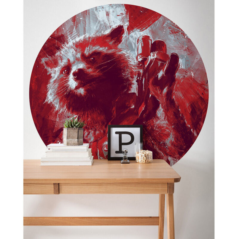 Komar - papier peint panoramique rond adhésif Vengeurs Rocket Raccoon rouge et gris - Sanders & Sanders