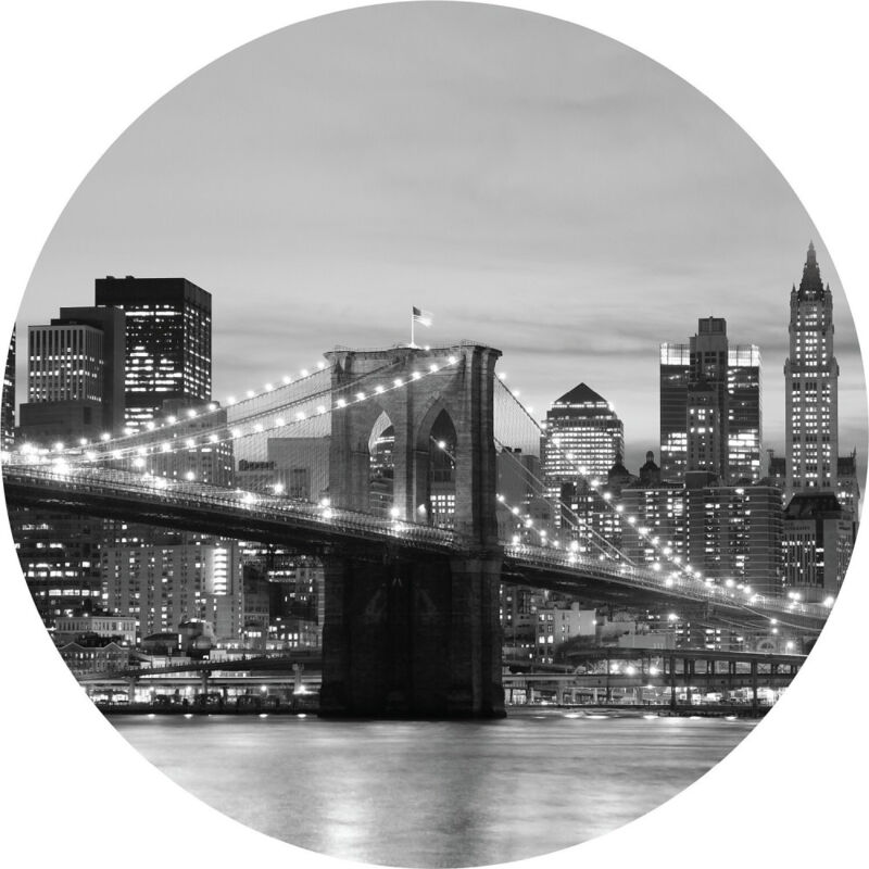 Ag Art - Papier peint intissé auto-adhésif rond Thème Brooklyn Bridge - 70 x 70 cm