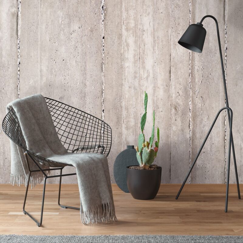 Photo Wallpaper Profhome 392571 Hot Embossed Non-woven Wallpaper Smooth In Concrete Look Matt Grey Cream 1.59 M X 2.8 M