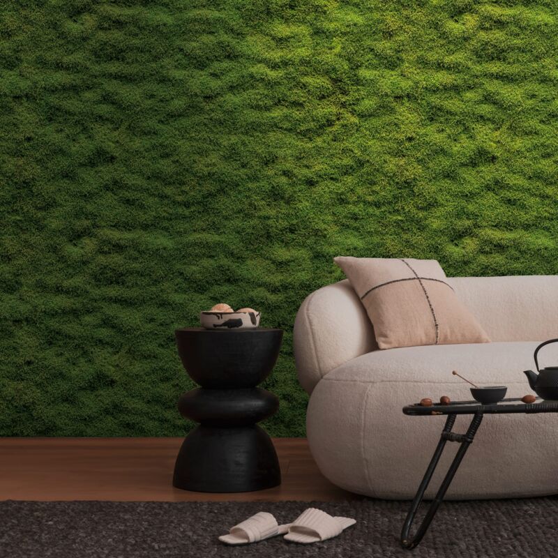 Profhome - Photo Wallpaper 398391 Hot Embossed Non-woven Wallpaper Smooth 3d Matt Green Moss Green Yellow Green 1.59 M X 2.8 M