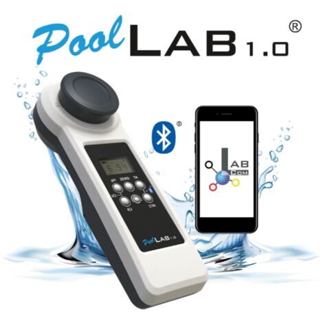 Photomètre électronique PoolLab 1.0 – Analyse professionnelle de l'eau de piscine – Mesure 13 paramètres – Écran LCD et Bluetooth – Water-I.D.