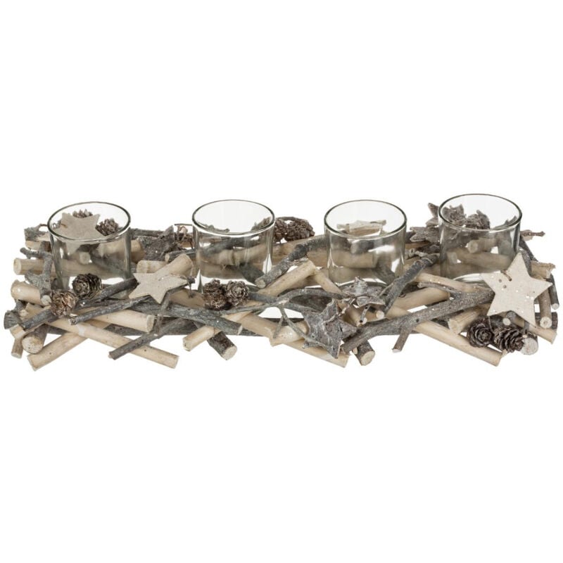 Bougeoir Centre de table 4 Photophores en verre avec déco de Noël - Feeric Christmas