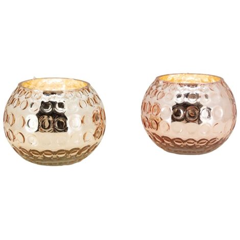 Photophore boule en verre antique (Lot de 2) - Cuivré