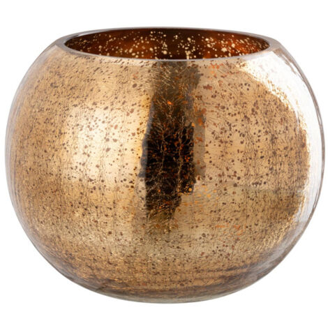 Photophore Boule en Verre "Craquelée" 20cm Doré Foncé