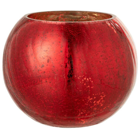 Photophore Boule en Verre "Nacré" 20cm Rouge