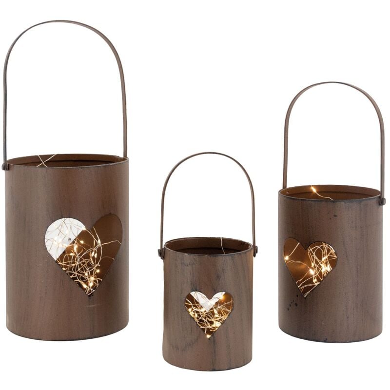 Photophore en métal rouillé (Lot de 3)