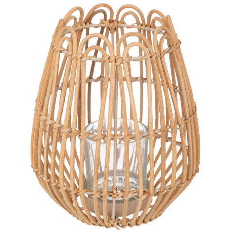 Photophore Déco en Rotin "Lour" 22cm Beige