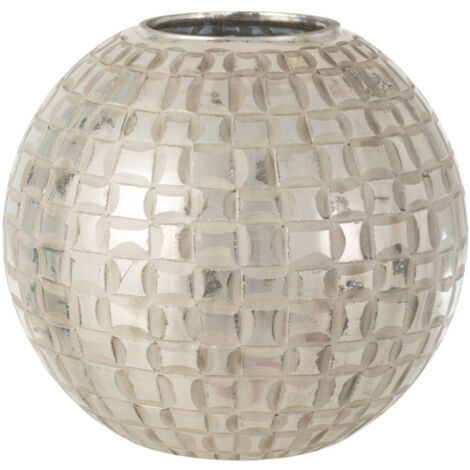 Photophore Déco en Verre "Alara" 29cm Gris