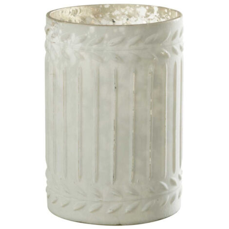 Photophore Déco en Verre "Ezy" 18cm Blanc