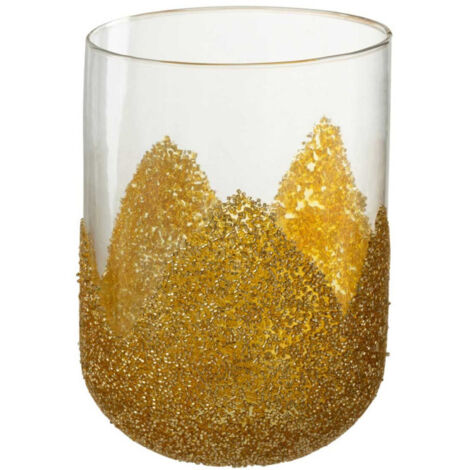 Photophore Déco en Verre "Strass" 18cm Or