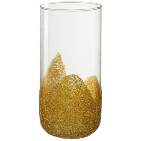 Photophore Déco en Verre "Strass" 28cm Or