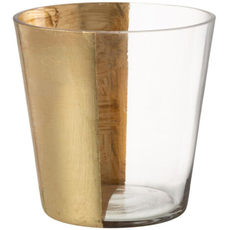 Photophore Design en Verre "Boe" 18cm Transparent & Or