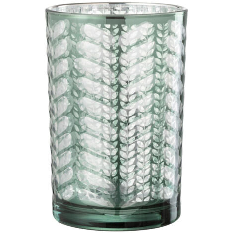Photophore Design en Verre "Chevrons" 18cm Vert