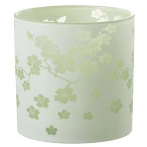Photophore Design en Verre "Fleurs" 15cm Vert