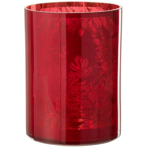 Photophore Design en Verre "Flora" 24cm Rouge