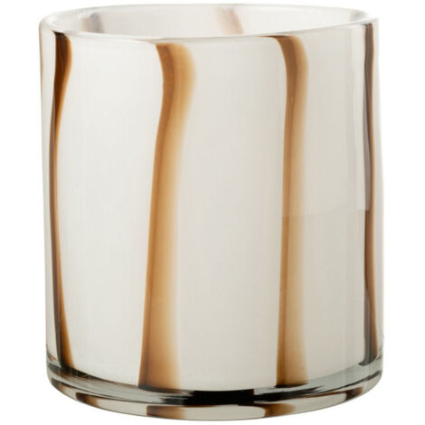 Photophore Design en Verre "Safaria" 18cm Blanc