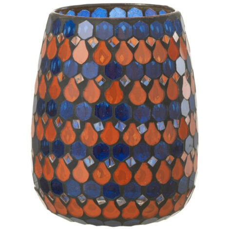 Photophore Design Goutte "African Desire" 16cm Orange & Bleu