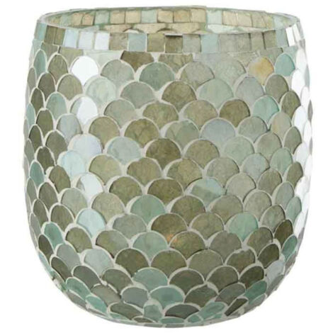 Photophore Design "Mosaïque" 16cm Bleu Azur