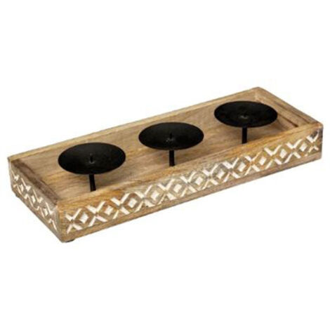 Photophore en Bois "Hacienda" 35cm Naturel