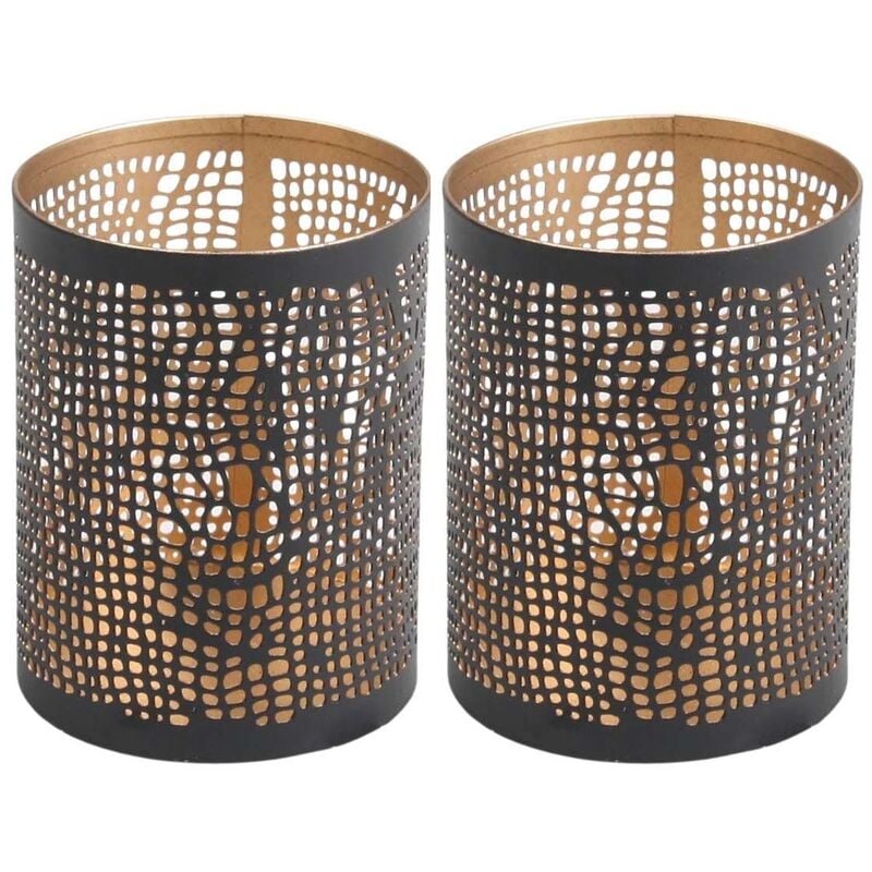 Photophore en métal ajouré 7.5 x 10 cm (Lot de 2)